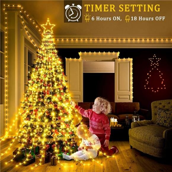 Christmas Decor Lights 344 LED 12FT Christmas Tree Lights with Topper Star - Picture 3 of 7